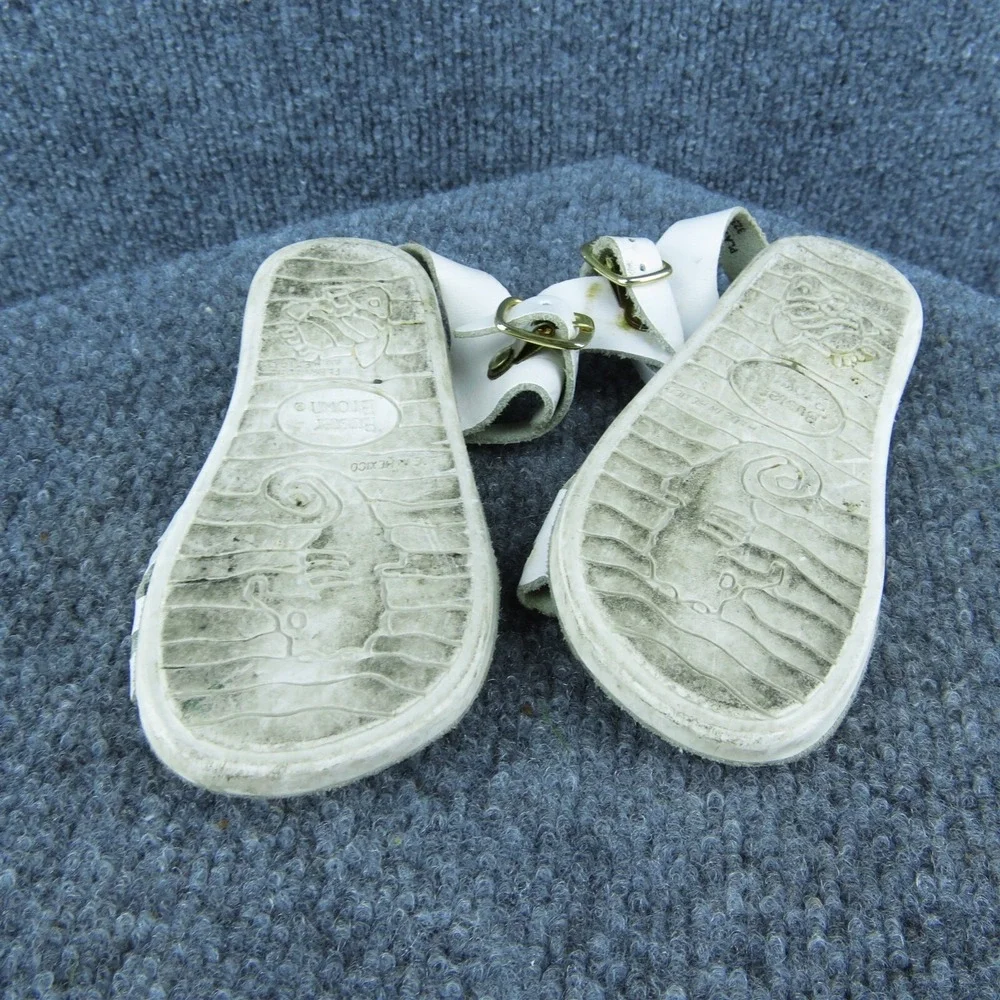Buster Brown Girls Ankle Strap Shoes White Leather Buckle‎ Size T 6 Medium